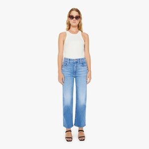 MOTHER Lil’ Zip Rambler Petites Flood High Rise Cropped Straight Jeans Size 33P